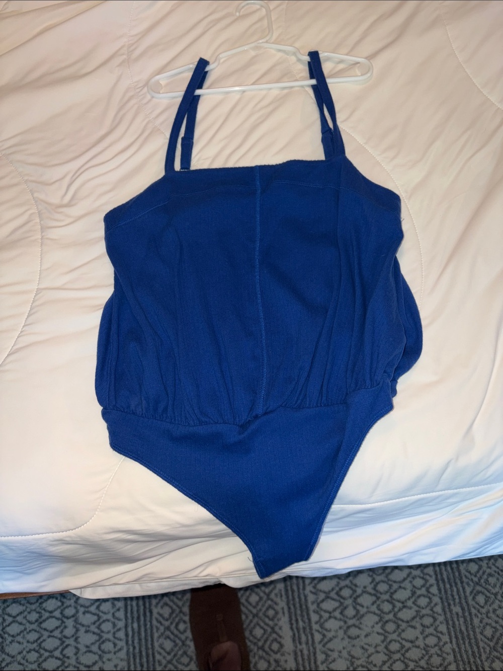 Free People Cobalt Ribbed Strappy Bodysuit